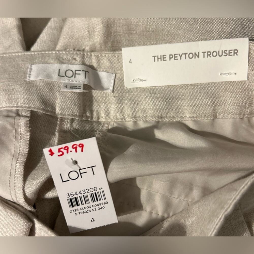 Loft The Peyton linen blend pleated wide leg trouser pants beige. Size 4/6 - Picture 5 of 11